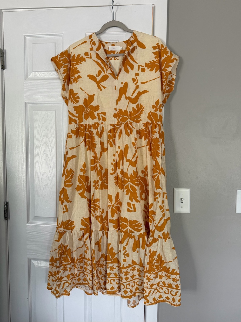 Maye Cream Rustic Orange Floral Maxi Dress Flowy Vacation